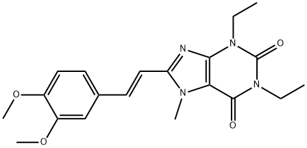 155270-99-8   伊曲茶堿   8-[(E)-2-(3,4-dimethoxyphenyl)ethenyl]-1,3-diethyl-7-methyl-purine-2,6 -dione