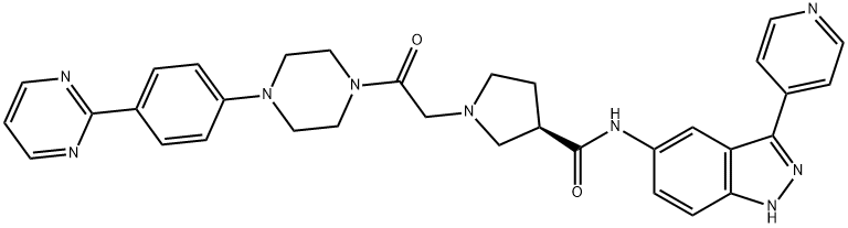 942183-80-4   (R)-1-(2--2-氧(4-(4-(嘧啶-2-基)苯基)對二氮己環(huán)-1-基)乙基)-N-(3-(吡啶-4-基)-1H--5INDAZOL-基)吡咯烷-3-甲酰胺