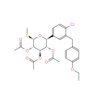 CAS：1018899-03-0，(2S,3S,4R,5S,6R)-2-(4-氯-3-(4-乙氧基苯基）苯基)-6-甲硫基四氫-2H-吡喃-3,4,5-三乙酸酯