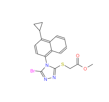 CAS：878671-99-9，2-[[5-溴-4-(4-環(huán)丙基萘-1-基)-4H-1,2,4-三唑-3-基]硫基]乙酸甲酯