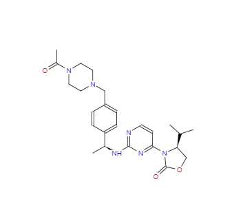 CAS：1429180-08-4，(4S)-3-[2-[[(1S)-1-[4-[(4-乙?；?1-哌嗪基)甲基]苯基]乙基]氨基]-4-嘧啶基]-4-異丙基-2-惡唑烷酮