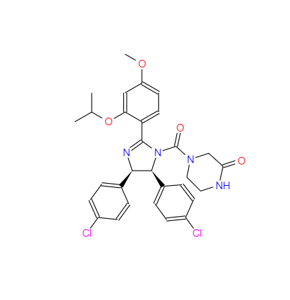 CAS：675576-97-3，4-[[(4R,5S)-4,5-雙(4-氯苯基)-4,5-二氫-2-[4-甲氧基-2-(1-甲基乙氧基)苯基]-1H-咪唑-1-基]羰基]-2-哌嗪酮 